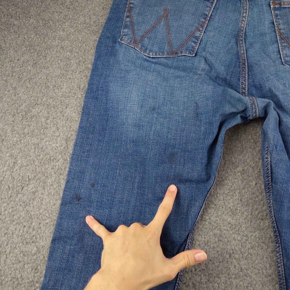 Wrangler Retro Slim Straight Jeans Mens 38x31 Blue Denim Workwear Western Rodeo - Picture 8 of 8